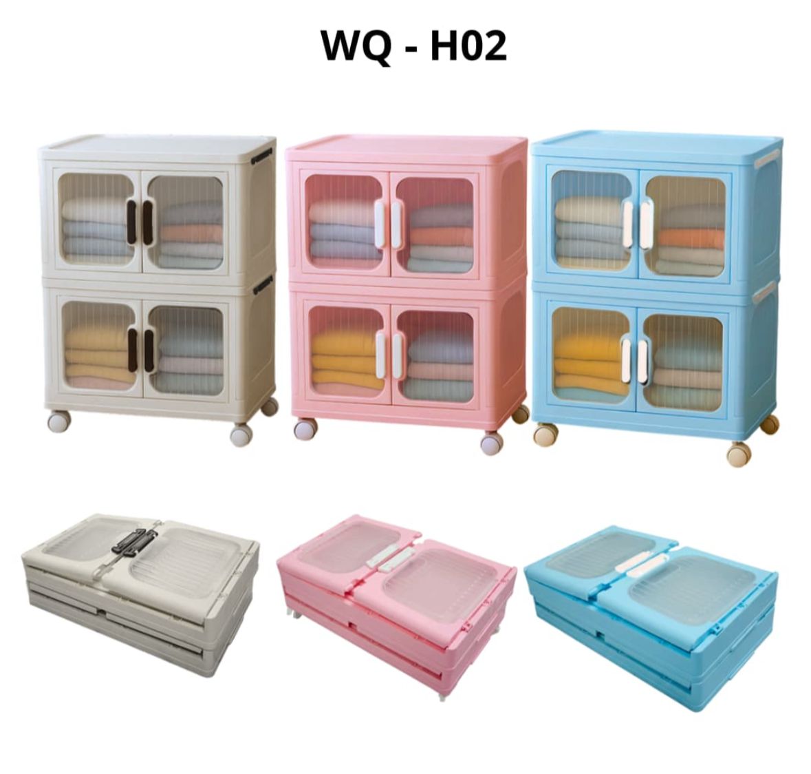 Lemari Pakaian Berkapasitas Kecil Transparan 2 Susun