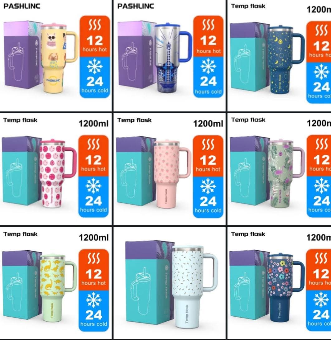 Tempflask Tumbler Vakum Tahan Panas Stainless Steel 304 Anti Tumpah dengan Sedotan Mug Berkapasitas Besar - 1200ML